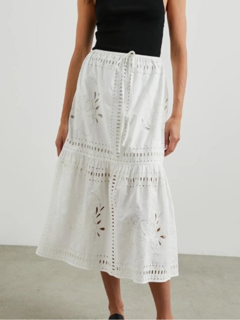 Rails White Eyelet Tiered Midi Skirt